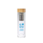 Garrafa de vidro com infusor para chá e parede dupla 420ml TeaBoo XL cor castanho vista principal