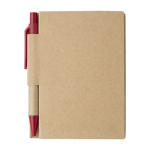 Minicadernos reciclados com caneta, folhas A7 pautadas EcoPocket cor vermelho primeira vista