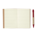 Minicadernos reciclados com caneta, folhas A7 pautadas EcoPocket cor vermelho segunda vista