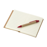 Minicadernos reciclados com caneta, folhas A7 pautadas EcoPocket cor vermelho terceira vista
