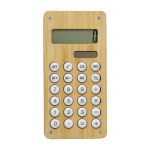 Calculadora pequena em ABS e bambu com carga solar e pilhas Design cor madeira primeira vista