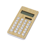 Calculadora pequena em ABS e bambu com carga solar e pilhas Design cor madeira terceira vista