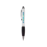 Caneta antideslizante com ponteira e borracha tinta preta Touch cor branco vista principal