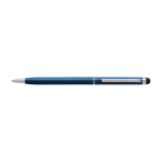 Canetas gravadas finas com ponteira táctil de cor cromada tinta azul Vip Thin cor azul primeira vista