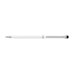 Canetas gravadas finas com ponteira táctil de cor cromada tinta azul Vip Thin cor branco primeira vista
