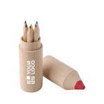 6 lápis de cor promocionais em caixa de lápis Mini Pencil cor castanho vista principal