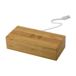Carregador sem fio de bambu com relógio LED integrado Desk Clock cor madeira primeira vista