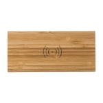 Carregador sem fio de bambu com relógio LED integrado Desk Clock cor madeira terceira vista