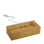 Carregador sem fio de bambu com relógio LED integrado Desk Clock cor madeira vista principal