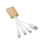 Cabos de carregamento 3 em 1 com carcaça de bambu multicarga Bamboo cor branco quarta vista
