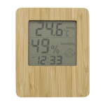 Estação meteorológica e relógio de bambu com suporte dobrável segunda vista