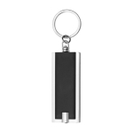 Porta-chaves promocional de plástico colorido com lanterna LED Light cor preto primeira vista