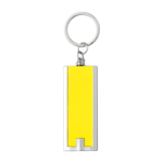 Porta-chaves promocional de plástico colorido com lanterna LED Light cor amarelo primeira vista