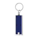 Porta-chaves promocional de plástico colorido com lanterna LED Light cor azul-marinho primeira vista