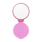 Espelho de bolso publicitário barato de plástico BasicStyle cor cor-de-rosa primeira vista