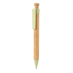 Caneta ecológica personalizada de bambu com tinta azul, ColorTip cor verde