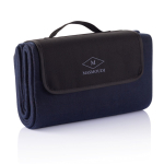 Manta dobrável para piquenique tecido polar 180 g/m2 cor azul-marinho vista com logo