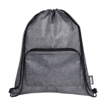Saco-mochila de rPET com cordão dobrável e bolso frontal cor cinzento segunda vista frontal