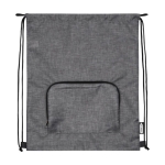 Saco-mochila de rPET com cordão dobrável e bolso frontal cor cinzento terceira vista frontal