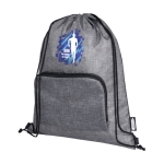 Saco-mochila de rPET com cordão dobrável e bolso frontal cor cinzento vista impressão serigrafia