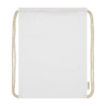 Saco de cordão de algodão orgânico 140 g/m² Pure Max cor branco terceira vista frontal