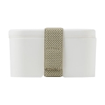 Lancheira exclusiva de uma camada RPET com banda 700ml MIYO cor branco vista lateral
