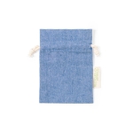 Saco de algodão reciclado com fecho de cordão 120 g/m2 Little Presents cor azul primeira vista