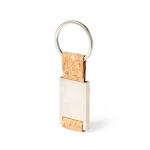 Porta-chaves gravado retangular de metal tira de cortiça Metal Cork cor natural segunda vista