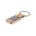 Porta-chaves gravado retangular de metal tira de cortiça Metal Cork cor natural terceira vista