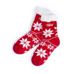 Meias de Natal antideslizantes personalizadas Cozy Xmas cor vermelho primeira vista