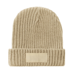 Gorro de material acrílico elástico com etiqueta personalizada Winter cor natural primeira vista