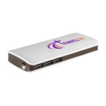 Bateria externa promocional com 3 saídas USB 10.000 mAh USB Load cor branco vista detalhe 3