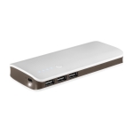 Bateria externa promocional com 3 saídas USB 10.000 mAh USB Load cor branco primeira vista