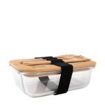 Lancheira de vidro com tampa e talheres de bambu 700ml Eco Glass vista principal
