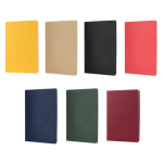 Caderno A5 com capa de cartão e folhas pautadas cor de creme cor amarelo segunda vista