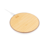 Carregador sem fios redondo com aparência de bambu Bamboo cor branco primeira vista