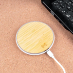 Carregador sem fios, aspecto de bambu redondo Bamboo cor branco vista detalhe 7