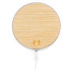Carregador sem fios, aspecto de bambu redondo Bamboo cor branco sexta vista