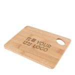 Tábua de bambu para comida promocional com logotipo cor natural vista principal