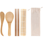 Kit de 5 peças para fazer sushi com o logo da empresa Sushi cor bege primeira vista