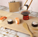 Kit de 5 peças para fazer sushi com o logo da empresa Sushi cor bege