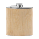 Frasco de metal personalizado com acabamento em bambu 175ml Bamboo cor bege primeira vista