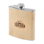Frasco de metal personalizado com acabamento em bambu 175ml Bamboo cor bege quinta vista