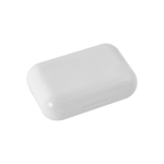 Auscultadores Bluetooth 5.0 com logotipo simples na caixa cor branco quarta vista