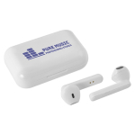 Auscultadores Bluetooth 5.0 com logotipo simples na caixa cor branco quinta vista