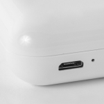 Auscultadores Bluetooth 5.0 com logotipo simples na caixa cor branco sexta vista