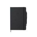 Caderno promocional com caneta folhas A5 pautadas Hemming cor preto primeira vista