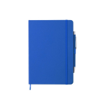 Caderno promocional com caneta folhas A5 pautadas Hemming cor azul primeira vista
