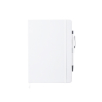 Caderno promocional com caneta folhas A5 pautadas Hemming cor branco primeira vista