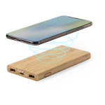 Bateria externa auxiliar de bambu com carregamento sem fios 6.000mAh cor madeira segunda vista